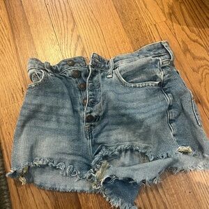 Abercrombie & Fitch Blue Jean Shorts Distressed Frayed Hem